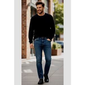 Devil Dog Dungarees Jeans Relaxed Straight 30x32 Dark Modern Whiskering Designer